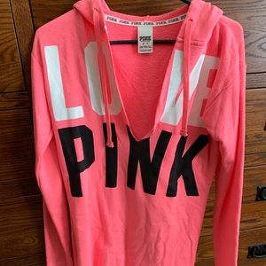 PINK long V-neck sweatshirt